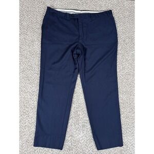 Canali Dress Pants Mens 42 Navy Blue 100% Wool Flat Front Made in Italy 42x30